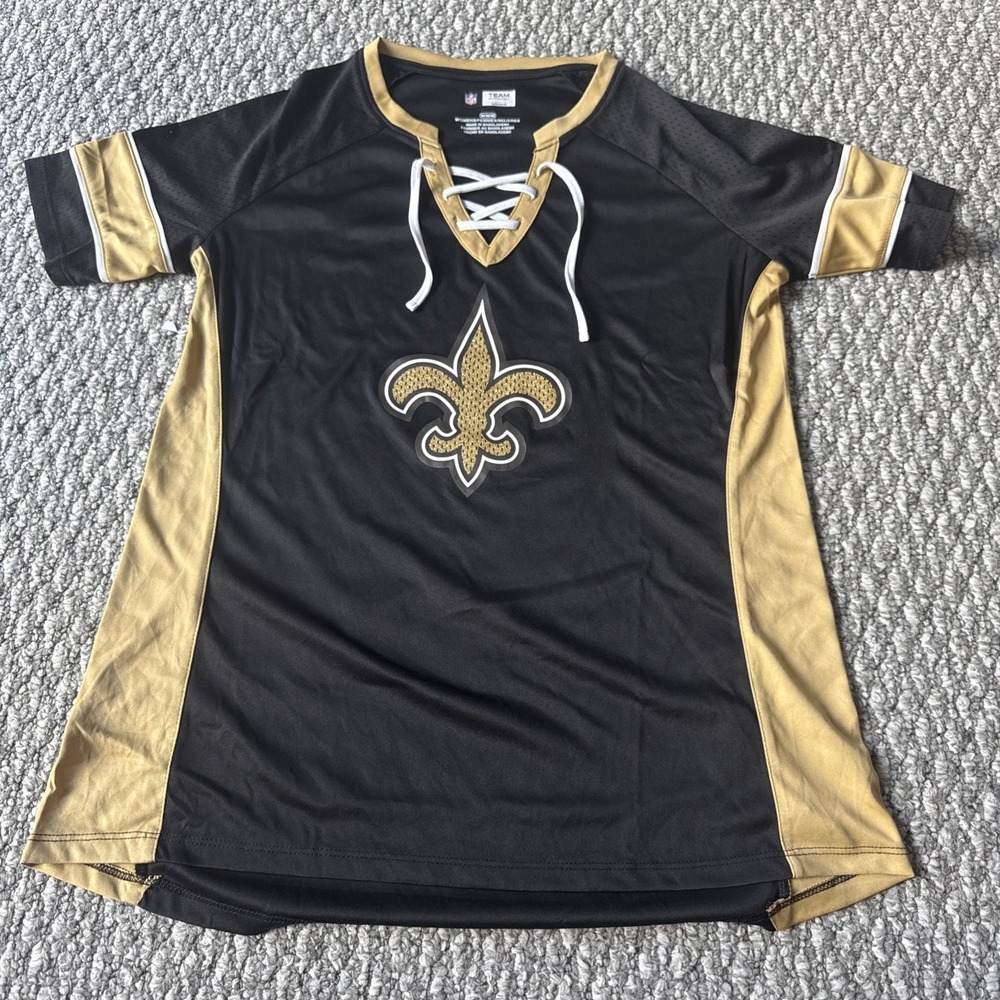 New‎ Orleans Saints Women's Lace Up NFL Apparel Lightweight Shirt NWOT